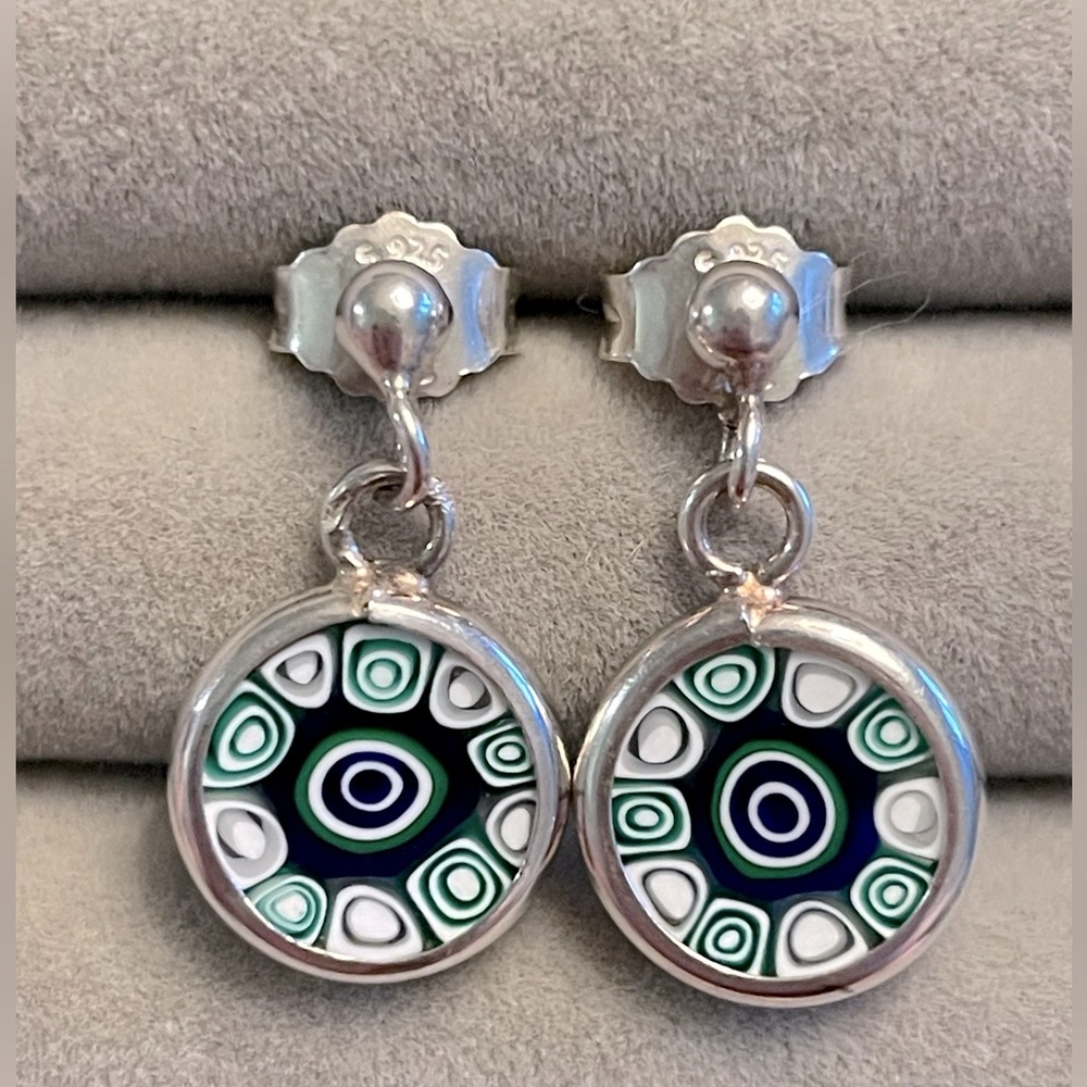 Murano Glass Millefiori Round Drop Earrings